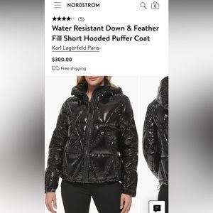 Karl Lagerfeld Paris Large Black Short Hooded Puffer Coat